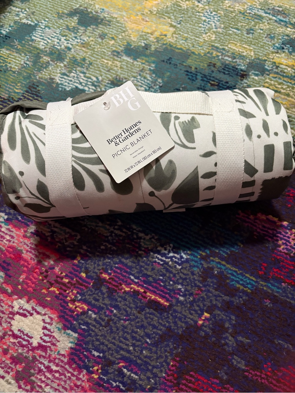 Better Homes & Gardens Green Floral Picnic Blanket